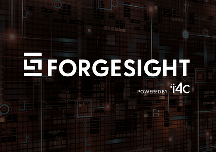 ForgeSight Web Graphics (1) ForgeSight Logo powered by i4C over a dark background showing data
